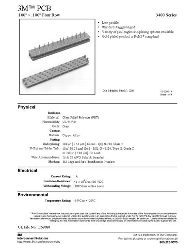 3M 3400 Series Connector Datasheet - cover page