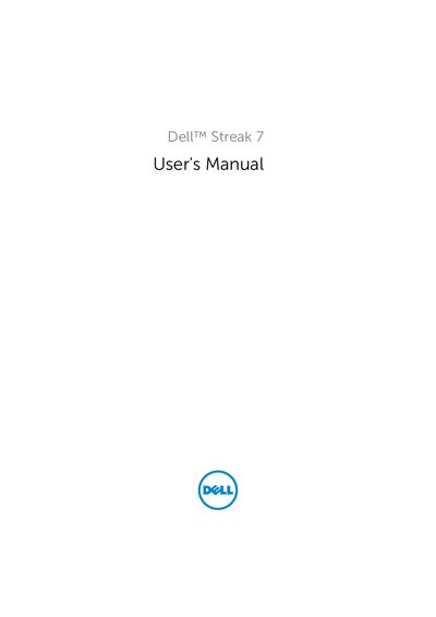 Dell Streak 7 User Manual - cover page