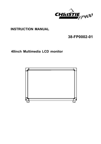 Christie 38-FP0002-01 40inch Multimedia LCD Monitor Instruction Manual - cover page