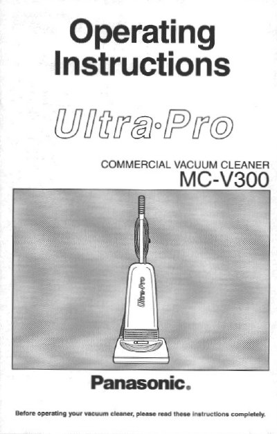 Panasonic MC-V300 Upright Vacuum Cleaner Operating Instructions - cover page