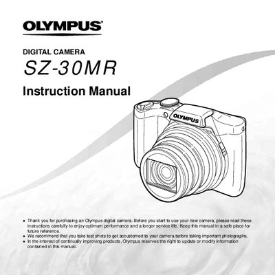 Olympus SZ-30MR Digital Camera Instruction Manual - cover page