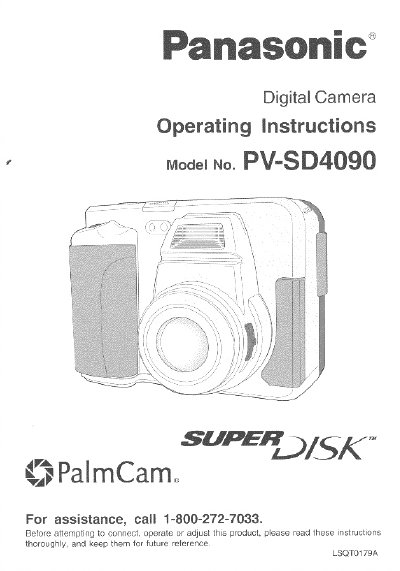 Panasonic PV-SD4090 Digital Camera Operating Instructions - cover page