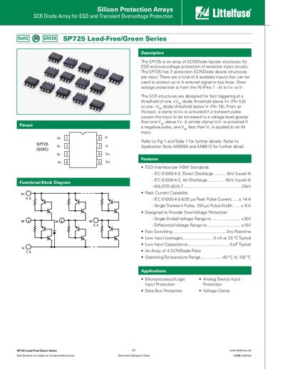 Littelfuse SP725 Lead-Free/Green Series Datasheet - cover page