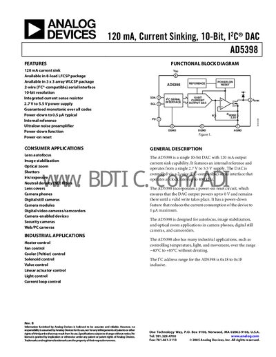Analog Devices AD5398 Datasheet - cover page