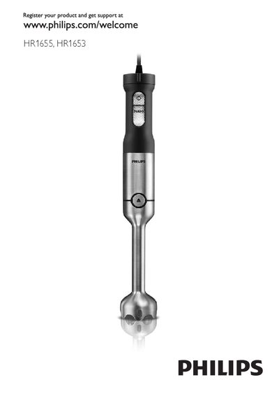 Philips HR1655 HR1653 Hand Blender User Manual - cover page