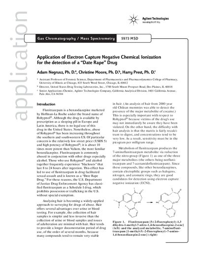 Agilent Application of Electron Capture Negative Ionization for the detection of a Date Rape Drug - cover page