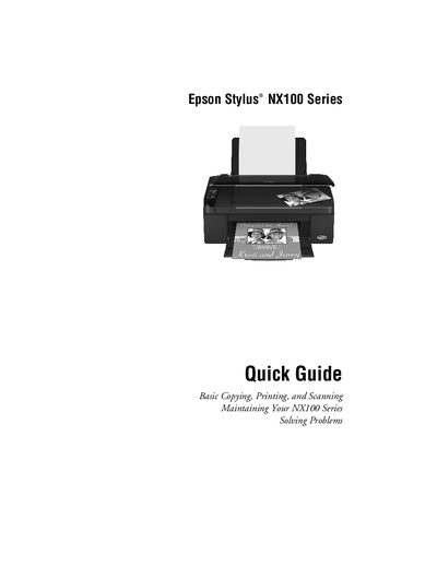 Epson Stylus NX100 Series Quick Guide - cover page
