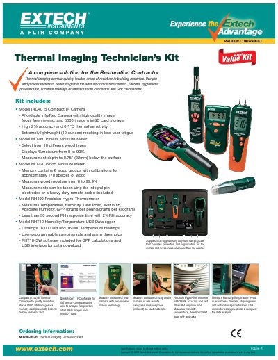 EXTECH M0280-RK-I5 Thermal Imaging Technician's Kit Product Datasheet - cover page