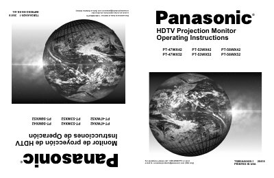 Panasonic PT-47WX42/PT-47WX52/PT-53WX42/PT-53WX52/PT-56WX42/PT-56WX52 Manual - cover page