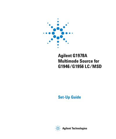 Agilent G1978A Multimode Source for G1946/G1956 LC/MSD Set-Up Guide - cover page