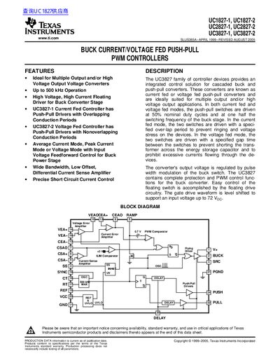 TEXAS INSTRUMENTS UC1827-1 UC1827-2 UC2827-1 UC2827-2 UC3827-1 UC3827-2 handbook(1) - cover page