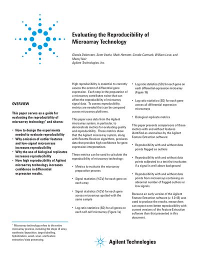 Evaluating the Reproducibility of Microarray Technology Guide - cover page