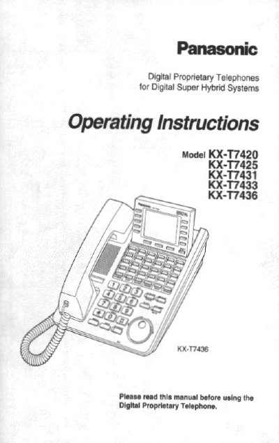 Panasonic KX-T7420 Operating Instructions - cover page