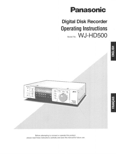 Panasonic WJ-HD500 Digital Disk Recorder Operating Instructions