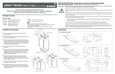 Yamaha HAF3-2115(W) Speaker Installation Manual - cover page