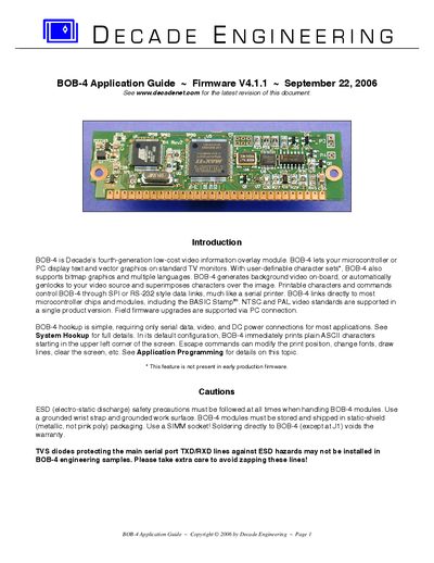 Decade Engineering BOB-4 Application Note - cover page