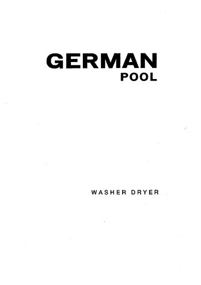 German Pool Washer Dryer Operating Instructions - cover page