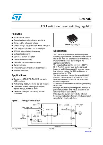 ST L5973D Datasheet - cover page