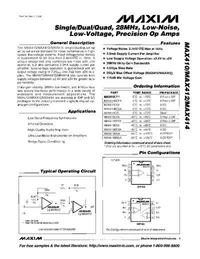 Maxim MAX410/MAX412/MAX414 Datasheet - cover page