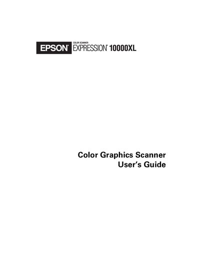 Epson Expression 10000XL Scanner User Guide - cover page