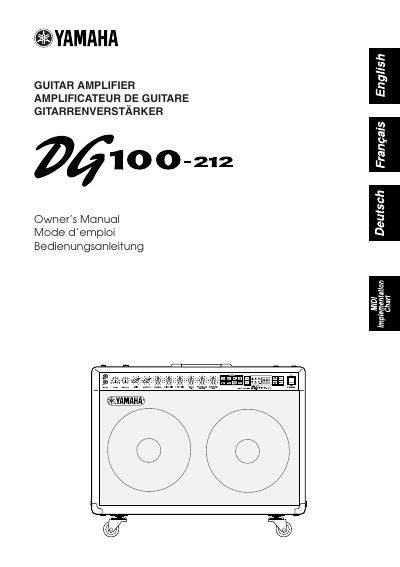 Yamaha DG100-212 Digital Guitar Amplifier Owner's Manual - cover page
