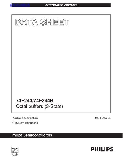 Philips 74F244/74F244B Octal Buffers (3-State) Product Specification - cover page