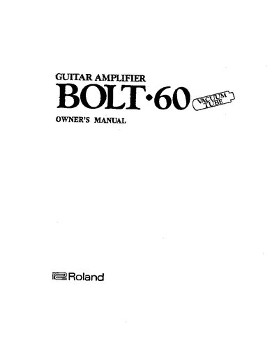 Roland BOLT-60 Guitar Amplifier User Manual - cover page