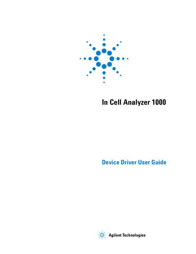 Agilent IN Cell Analyzer 1000 Device Driver User Guide - cover page