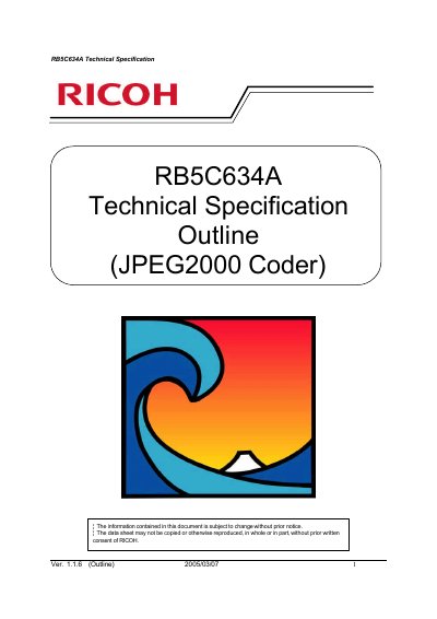 Ricoh RB5C634A JPEG2000 Coder Technical Specification - cover page