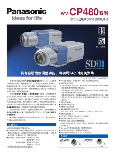 Panasonic WV-CP480 Series Surveillance Camera User Manual - cover page