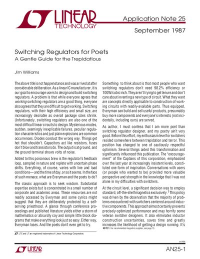 Linear Technology AN25-1 Switching Regulators Application Note - cover page