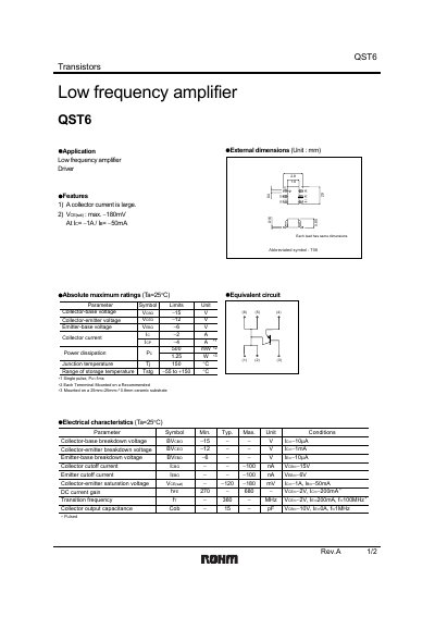 ROHM QST6 Transistor Datasheet - cover page