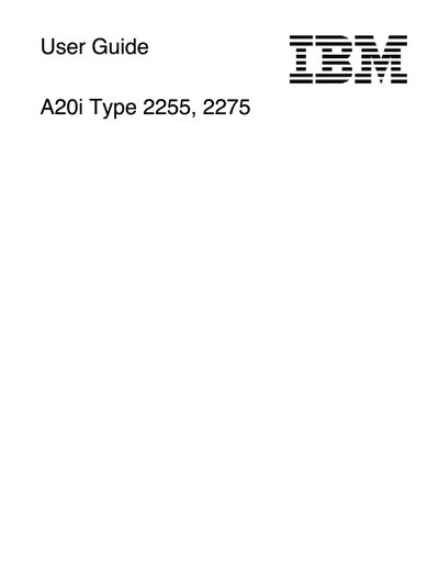 IBM A20i Type 2255, 2275 User Manual - cover page