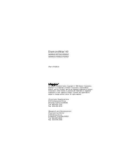Maxtor DiamondMax 40 Hard Drive User Manual - cover page