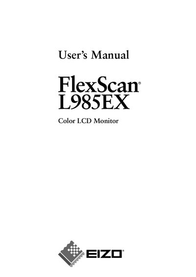 EIZO FlexScan L985EX Color LCD Monitor User Manual - cover page
