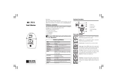 Hanna Instruments HI 711 Total Chlorine Meter Instruction Manual - cover page