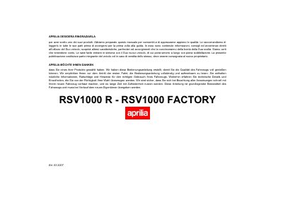 aprilia 854020 RSV 1000 R-Factory I-D 2007 Manual - cover page