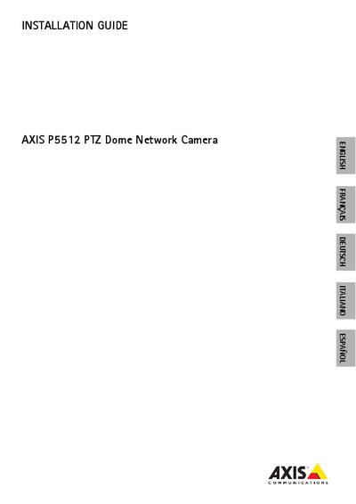 Axis P5512 PTZ Dome Network Camera Installation Guide - cover page