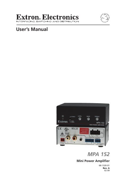 Extron MPA152 Mini Power Amplifier User Manual - cover page