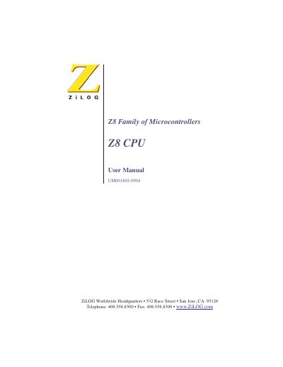Zilog Z8 Family Microcontroller User Manual - cover page