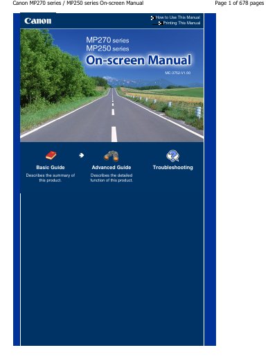 Canon MP270/MP250 Series User Manual - cover page