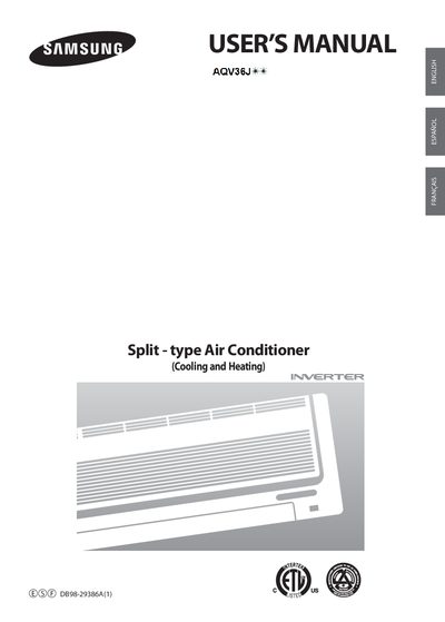 Samsung AQV36J Split-Type Air Conditioner User Manual - cover page