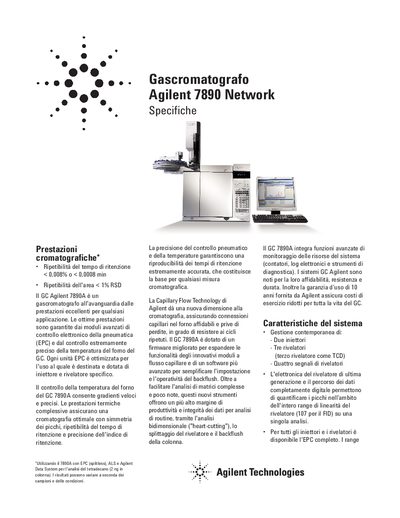 Agilent 7890A Network Gas Chromatograph Data Sheet - cover page