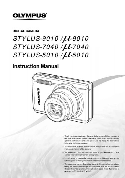 OLYMPUS STYLUS-9010 / -9010 STYLUS-7040 / -7040 STYLUS-5010 / -5010 digital camera Manual - cover page
