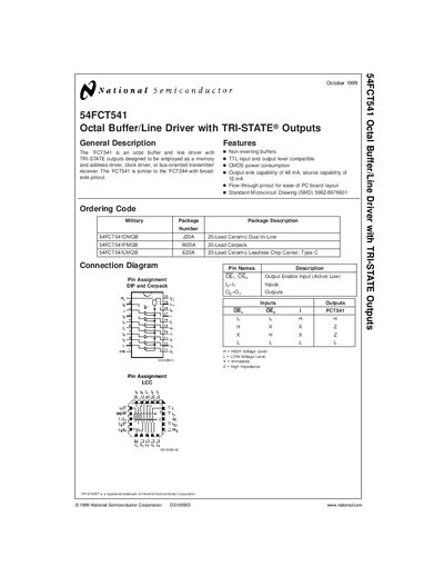 National Semiconductor 54FCT541 handbook - cover page
