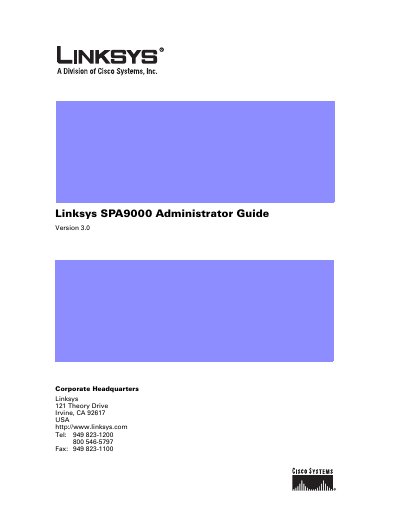 Linksys SPA9000 Administrator Guide - cover page