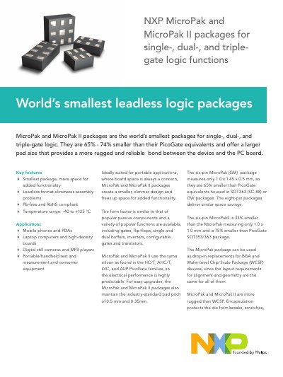 NXP MicroPak and MicroPak II Product Leaflet - cover page