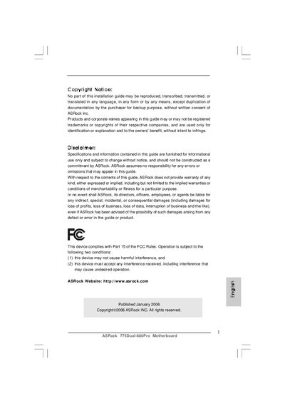 ASRock 775Dual-880Pro Motherboard Installation Guide - cover page