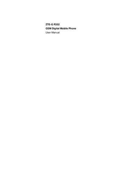 ZTE R352 GSM Digital Mobile Phone User Manual - cover page