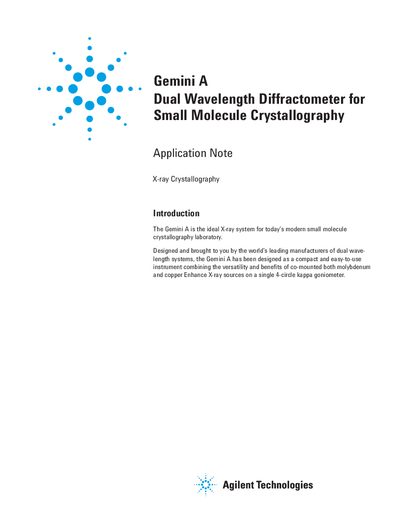 Agilent Gemini A Dual Wavelength Diffractometer Application Note - cover page